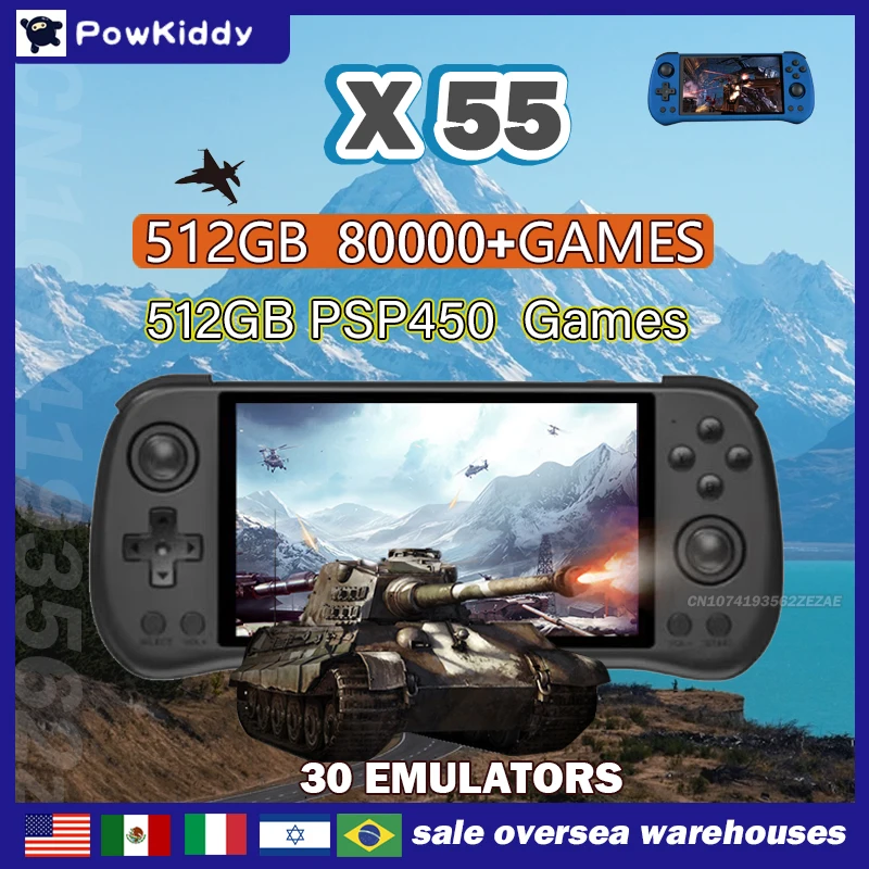Retro Gaming Emulator - 80000Games 512G POWKIDDY X55 5.5INCH IPS