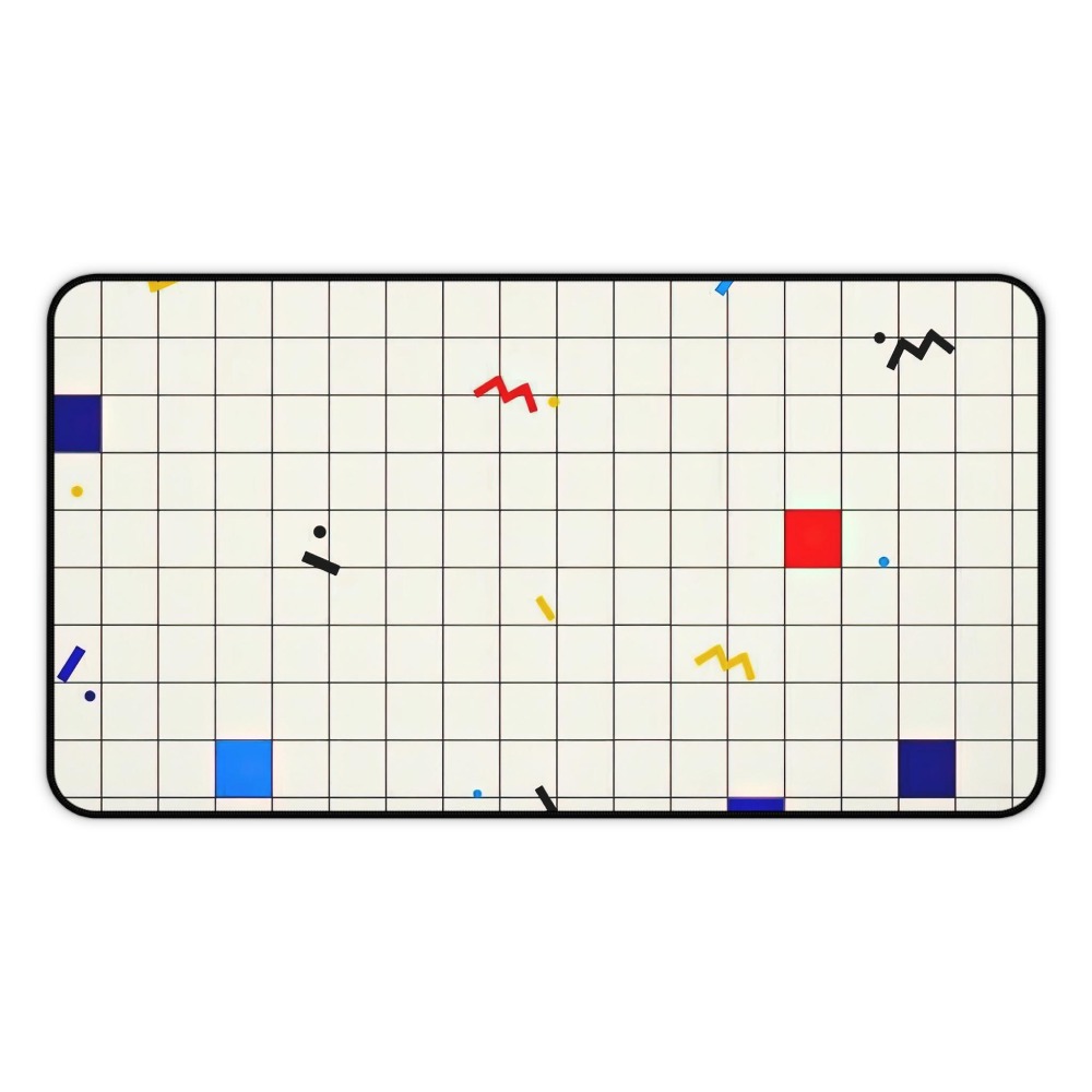 Retro Gaming Desk Setup - Retro Geometric Grid Desk Mat Mouse