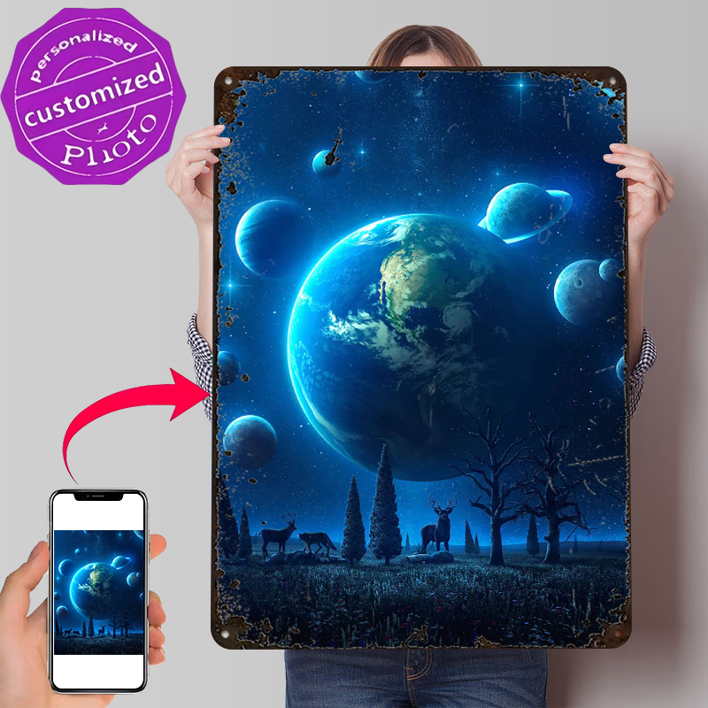 Retro Gaming Universe - Blue Universe Lightly 3D Poster Customized