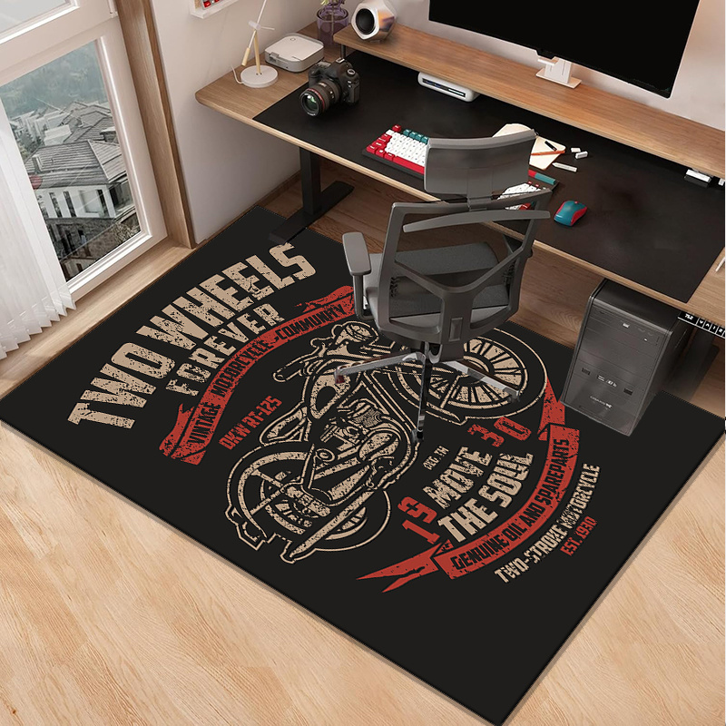 Motorcycle themed desk rug for - Retro Gaming Desk Setup recension och pris